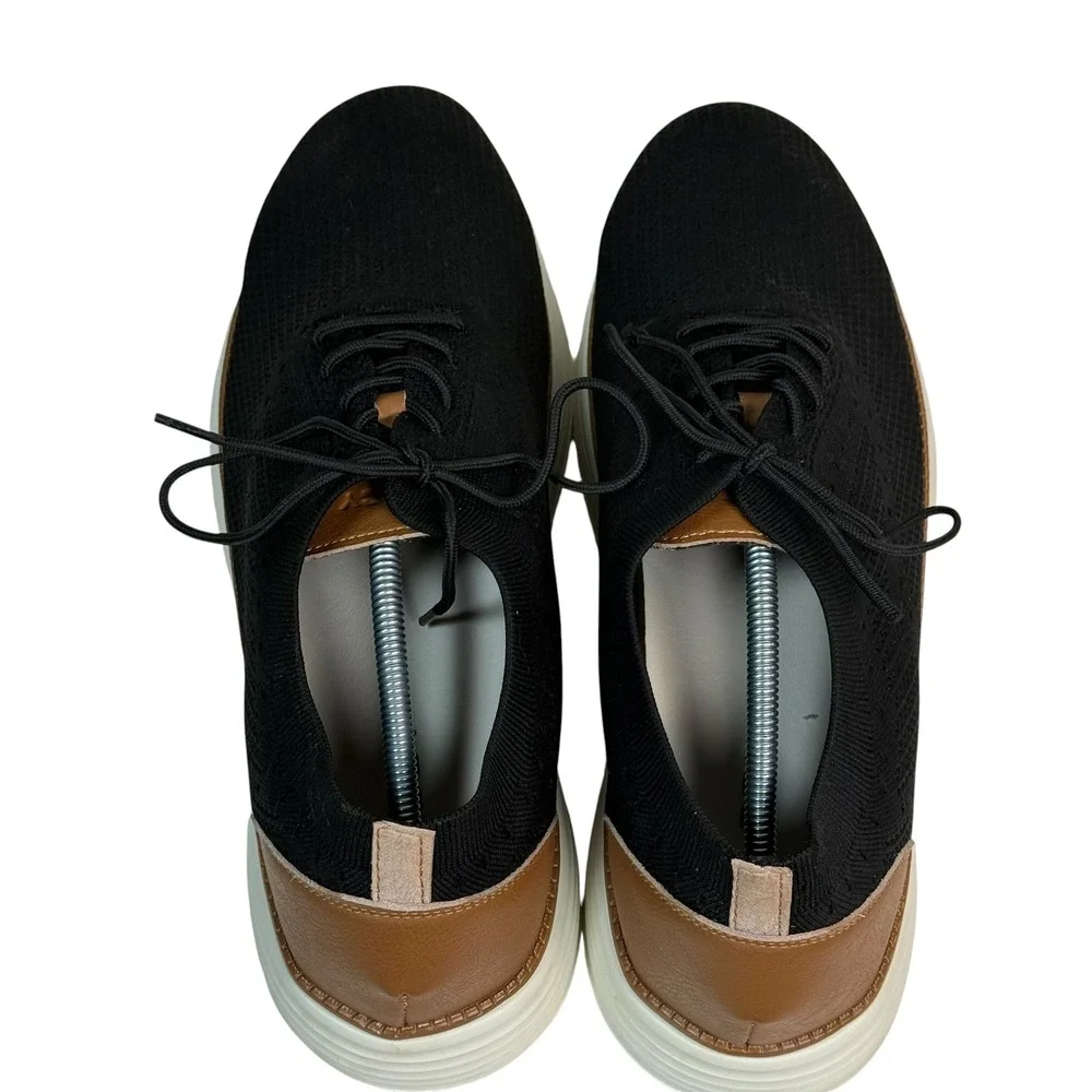 Vilocy Mens Knit Oxford Sneakers Black Brown V2201 EUR 47 US 13‎ Business Casual